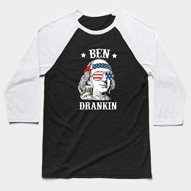 Ben Drankin - USA Benjamin Franklin Baseball T-Shirt by BodinStreet
